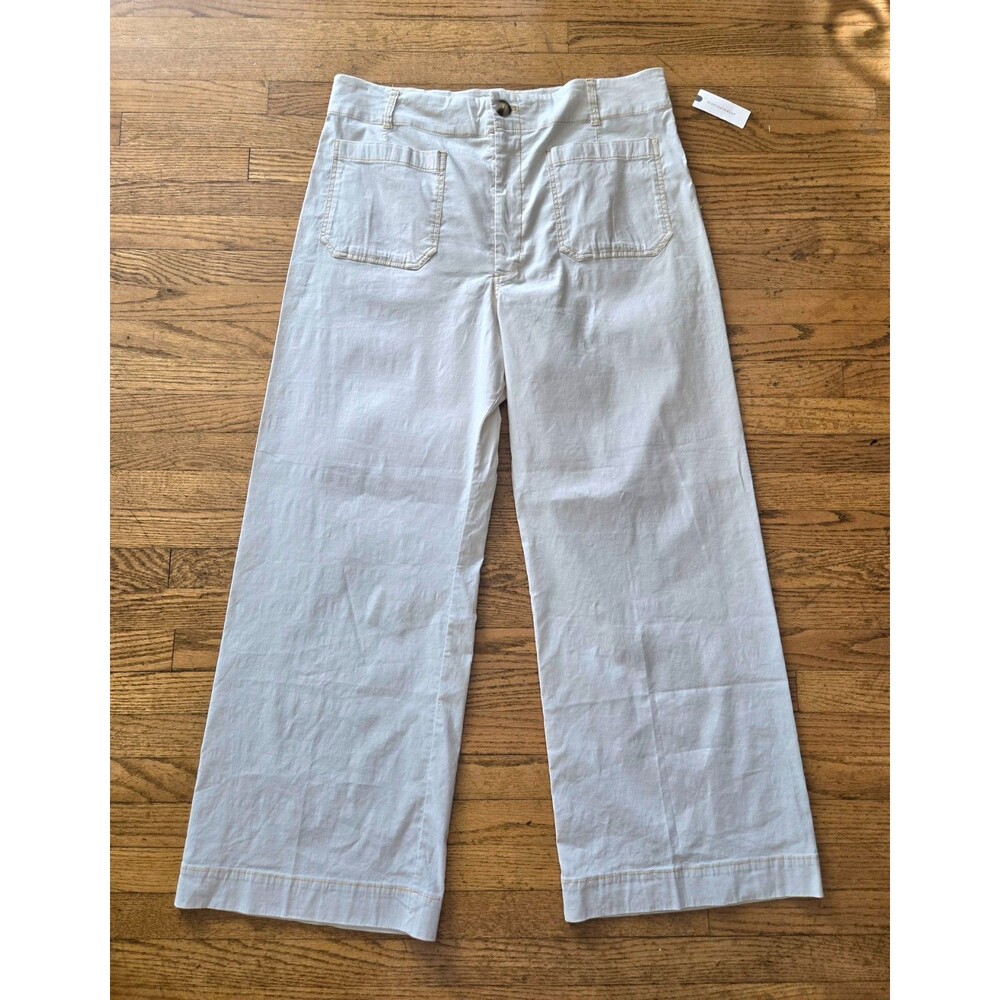 Anthropologie Maeve Colette Crop Wide-Leg Pants Neutral 34 Tall NWT